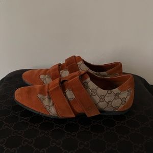 Gucci - Orange Suede Monogram Sneakers